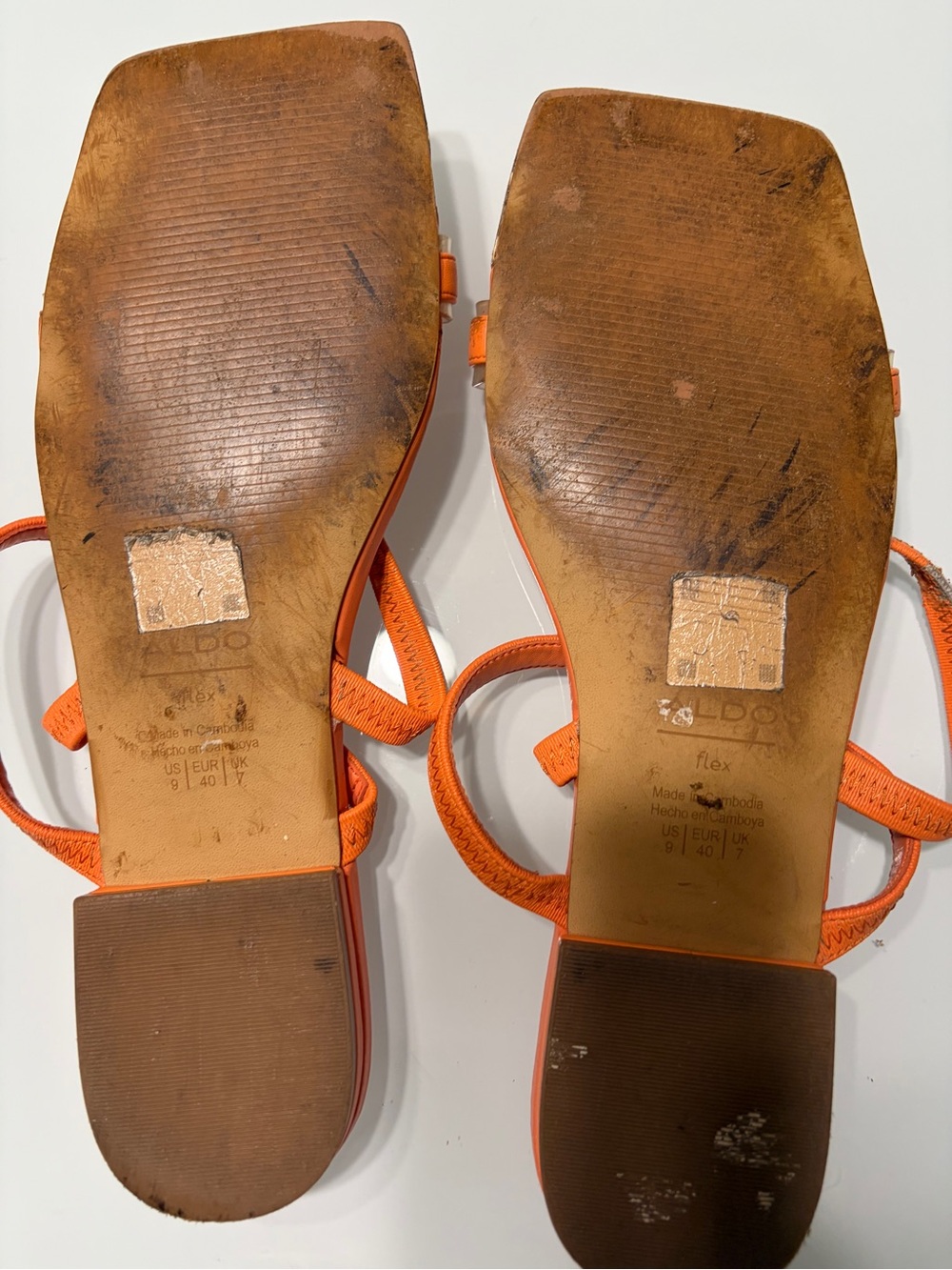 ALDO Orange Strappy Square-Toe Slide Sandals - Picture 5 of 7